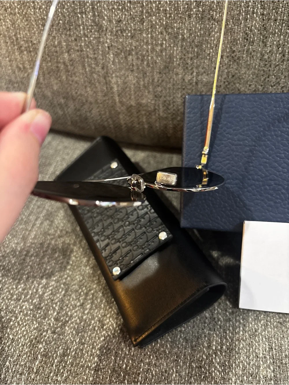 Christian Dior Round Sunglasses in Black and Silver frames